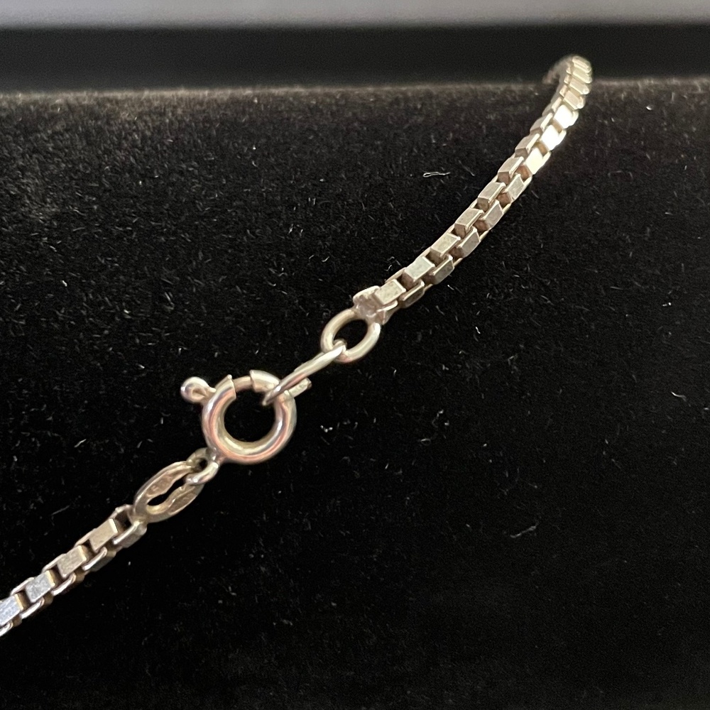 Long Silver Box Chain Necklace 925